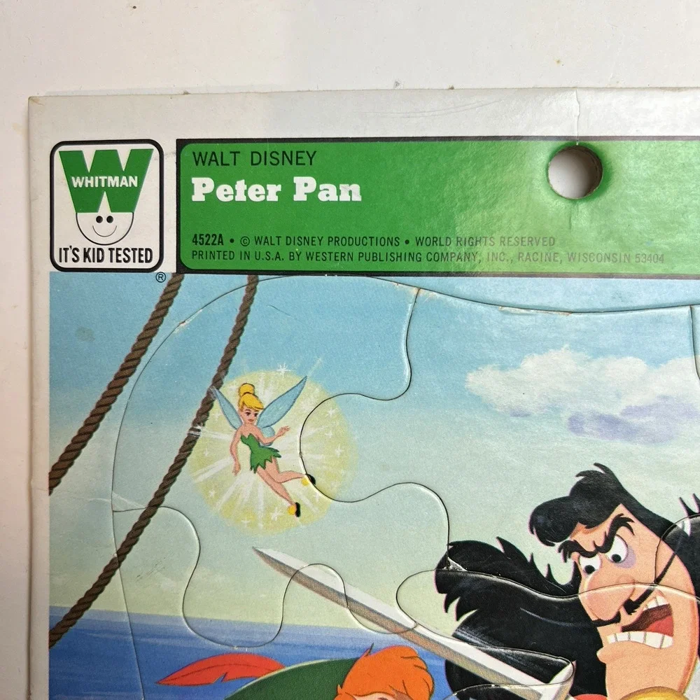 Vintage Whitman Walt Disney Peter Pan Frame Tray Puzzle Storybook Learning Tool